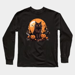 Norwegian Forest Cat Halloween, Cat Lover Long Sleeve T-Shirt